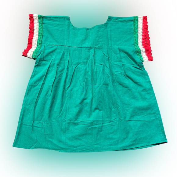 YZXDORWJ Mexican Embroidered Lace Traditional Colorful Blouse Tricolor Top NWT - Picture 10 of 10